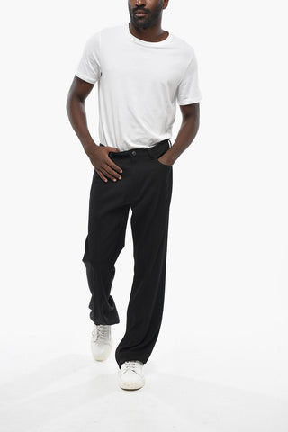 Regular-Waist Stretch Wool Trousers