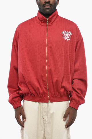 Perforated Fabric Track Sweatshirt with Embroidered Logo