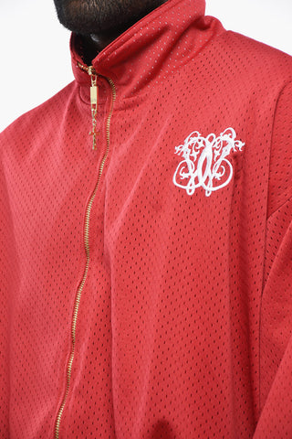 Perforated Fabric Track Sweatshirt with Embroidered Logo