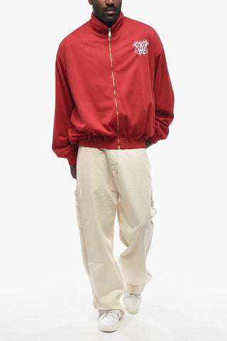 Perforated Fabric Track Sweatshirt with Embroidered Logo