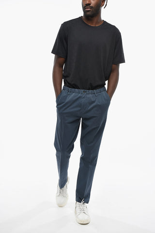 Stretch Cotton Chino Pants With Elastic Waist