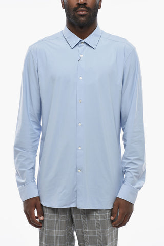 CC COLLECTION Camicia in Nylon Stretch con Collo Francese 
