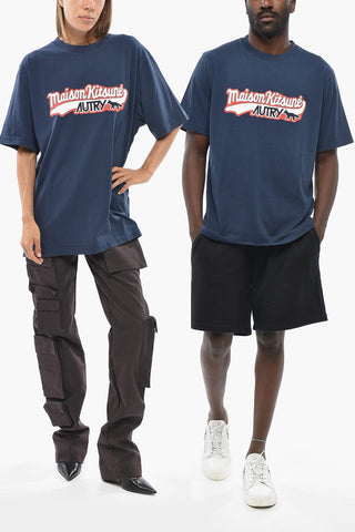 MAISON KITSUNE' Rundhals-T-Shirt Aus Baumwolle Mit Geprägtem Logo