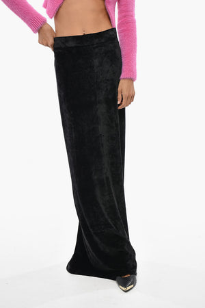 Velour Maxi Skirt with Elastic Waist