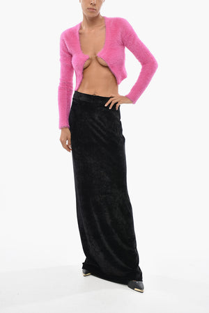 Velour Maxi Skirt with Elastic Waist