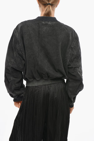 Denim Cropped-Fit Bomber DE-KIDDO