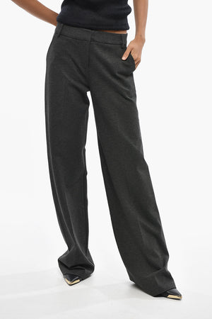 Solid-Color Straight-Leg Trousers with Embossed Logo