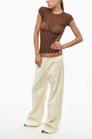 T-Shirt Girocollo M-CALAI-SS Fitted Fit con Effetto Lingerie