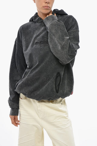 Felpa Hoodie S-BOXSTIC Effetto Acid-Wash con Logo Ricamato