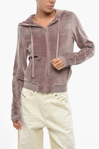 Felpa F-ELY-Q1 in Ciniglia con Cappuccio e Chiusura Zip