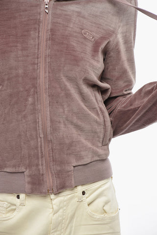 Felpa F-ELY-Q1 in Ciniglia con Cappuccio e Chiusura Zip
