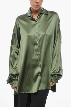 Oversize Silk Shirt in Solid Color