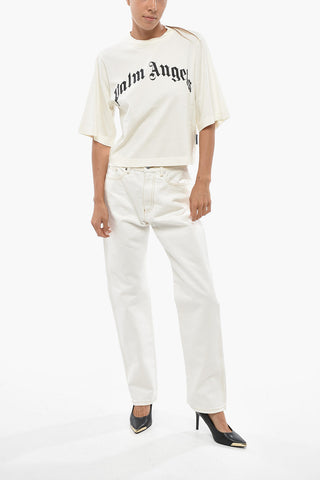 T-shirt Girocollo Oversize Con Stampa Logo a Contrasto