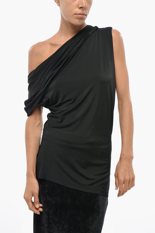 Draped One-Shoulder Top with Asymmetric Neckline