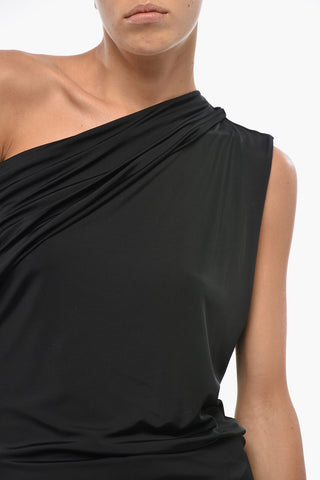 Draped One-Shoulder Top with Asymmetric Neckline