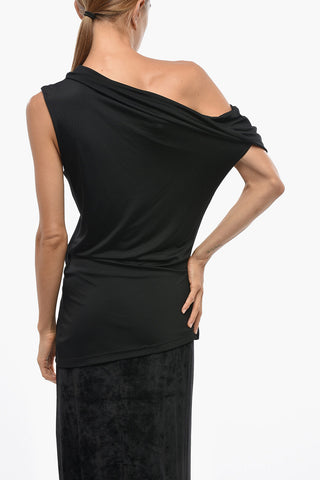 Draped One-Shoulder Top with Asymmetric Neckline