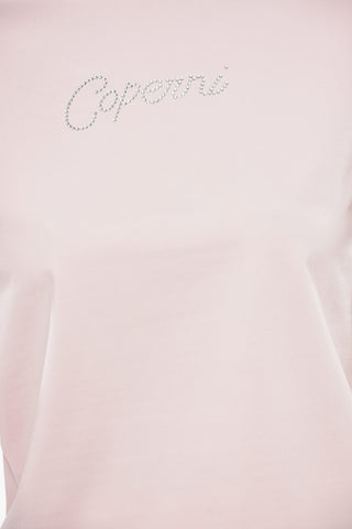 T-Shirt mit Rundhalsausschnitt uni mit Strass-Logo