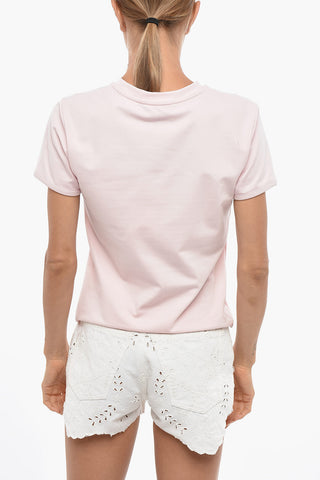 T-Shirt mit Rundhalsausschnitt uni mit Strass-Logo
