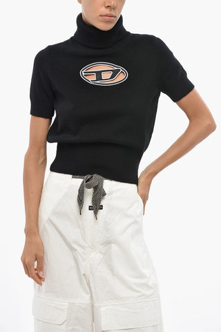 Wool And Cashmere High-Neck Knit Sweater M-ARGARET With Logo Cut-Out