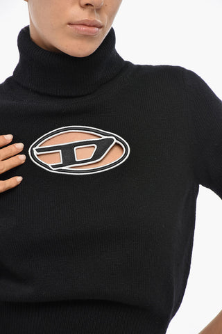 Wool And Cashmere High-Neck Knit Sweater M-ARGARET With Logo Cut-Out