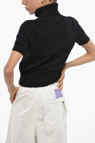 Wool And Cashmere High-Neck Knit Sweater M-ARGARET With Logo Cut-Out