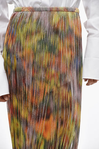 Midi-Rock aus Baumwolle mit Tie-Dye-Effekt und ausgefransten Details