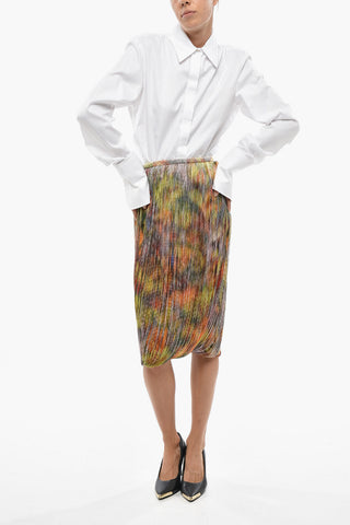 Midi-Rock aus Baumwolle mit Tie-Dye-Effekt und ausgefransten Details
