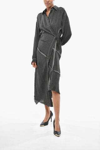 Midi-Wickelkleid D-RAVEN-Q1 Mit Asymmetrischem Schnitt