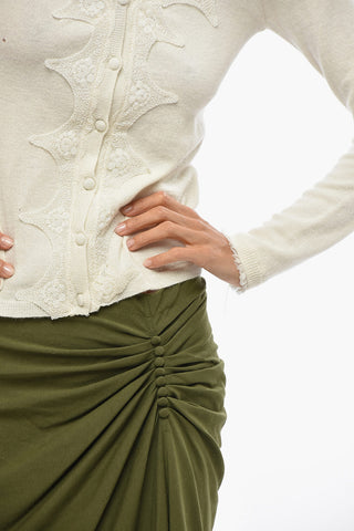 Cardigan in Lana con Scollo a V E Pizzo