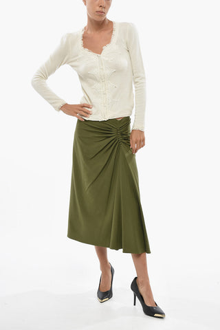 Cardigan in Lana con Scollo a V E Pizzo