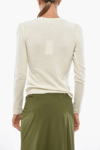Cardigan in Lana con Scollo a V E Pizzo