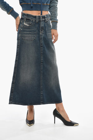 Midirock DE-PAGO aus Denim mit übergroßen Vordertaschen