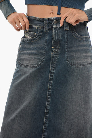 Denim Midi Skirt DE-PAGO with Oversized Front Pockets