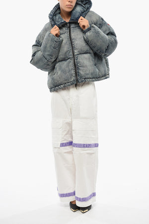 Giubbotto W-AVES in Denim Imbottito e Trapuntato con Cappuccio