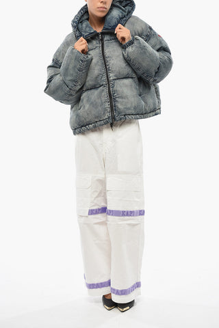Giubbotto W-AVES in Denim Imbottito e Trapuntato con Cappuccio
