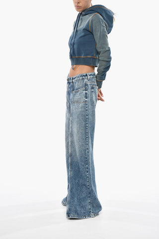 Cropped Fit Hoodie F-SLIMMY with Delavé Effect