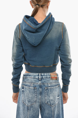 Cropped Fit Hoodie F-SLIMMY with Delavé Effect