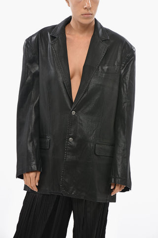 Coated Cotton Jacket D-BLA With Flap Pockets And Logo Buttons