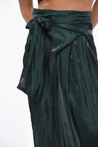 Satin Midi Skirt with Front Bow