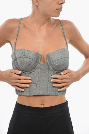 Bustier Top in Wool-Blend with District Check Pattern
