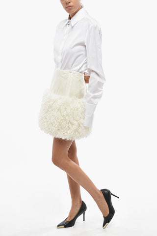 Nylon Miniskirt with Vegan Fur