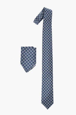 Patterned Silk Tie With Matching Pocket Square