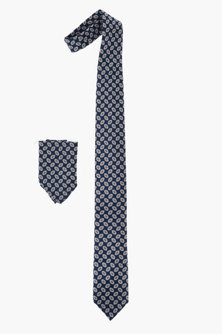 Patterned Silk Tie With Matching Pocket Square