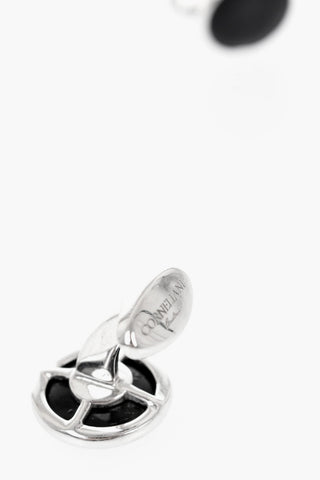 Round Brass Cufflinks with Contrasting Central Stone