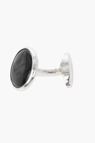 Round Brass Cufflinks with Contrasting Central Stone