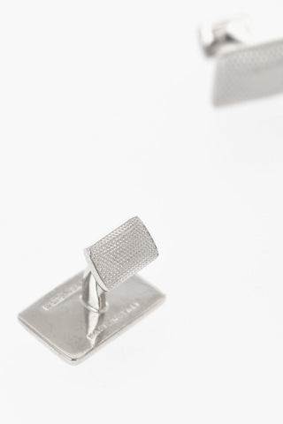 Rectangular Brass Cufflinks with Stippled Effect