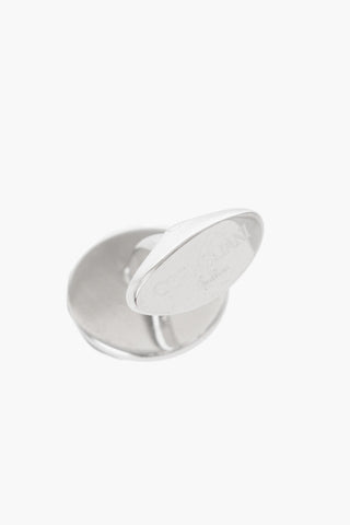 Round Brass Cufflinks with Marble-effect Stone