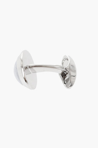 Round Brass Cufflinks with Marble-effect Stone