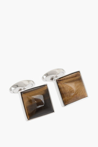 Brass Cufflinks with Ombré-effect Stone