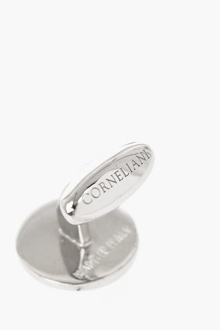 Brass Round Cufflinks With Floral Design